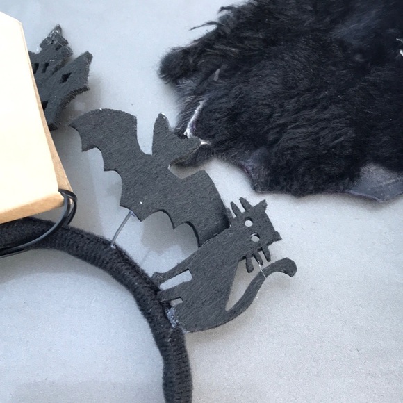 NWT Black Silhouette Felt Halloween Party Headband Haunted House Bats Cat Ghost - Picture 8 of 9